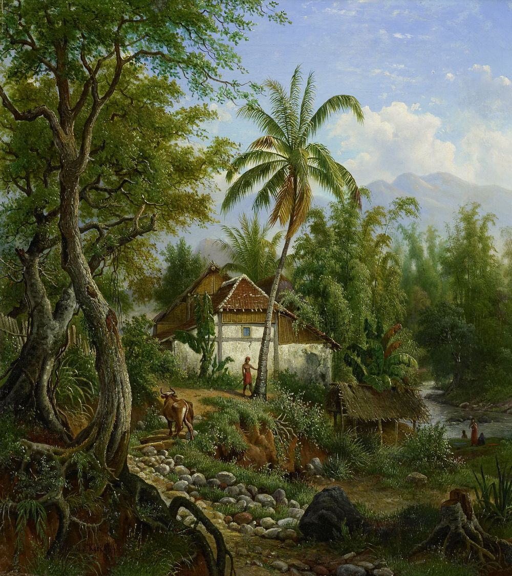 Landschap in Nederlands-Indië (1858 - 1900) by Maurits E H R van den Kerkhoff