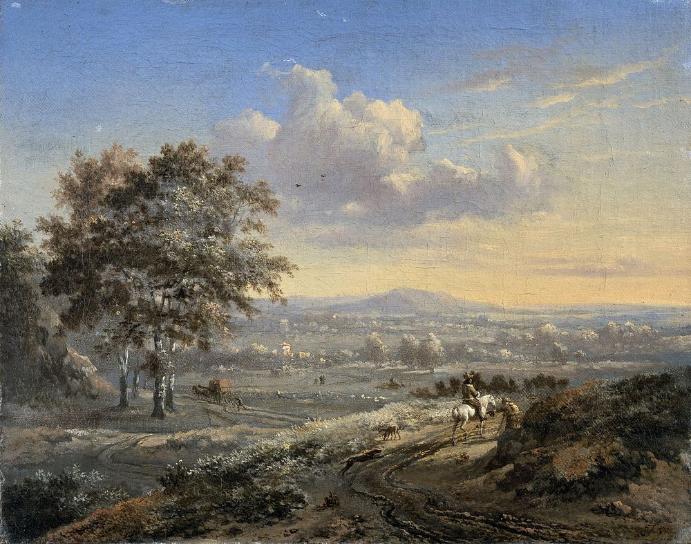 Hilly Landscape with a Rider on a Country Road (1655 - 1684) by Jan Wijnants