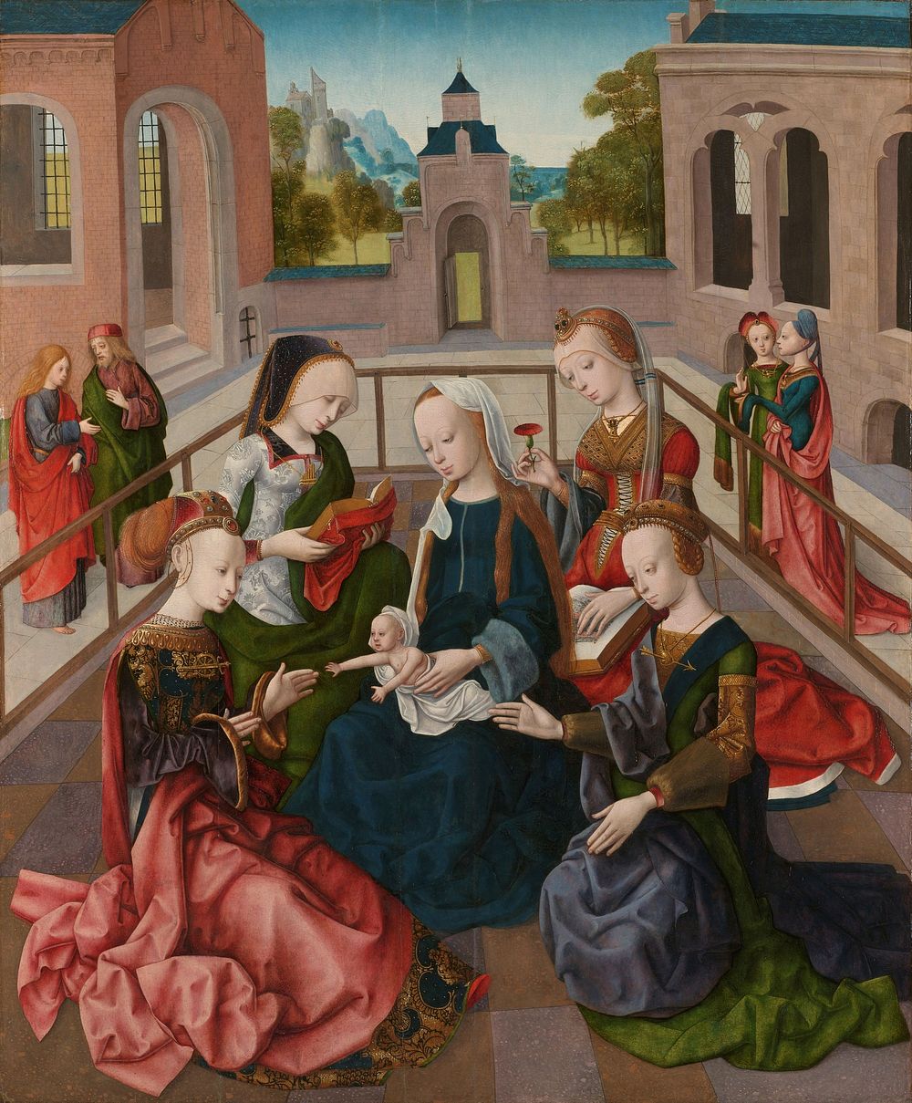The Virgin and Child with Four Holy Virgins (c. 1495 - c. 1500) by Master of the Virgo inter Virgines