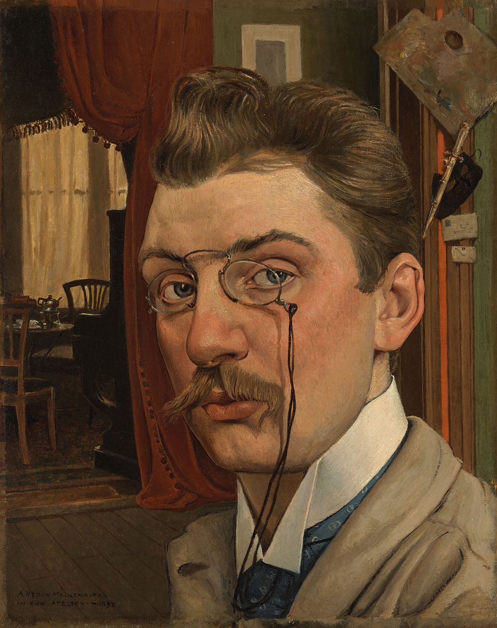 Zelfportret in het atelier (1896) by Anton Molkenboer