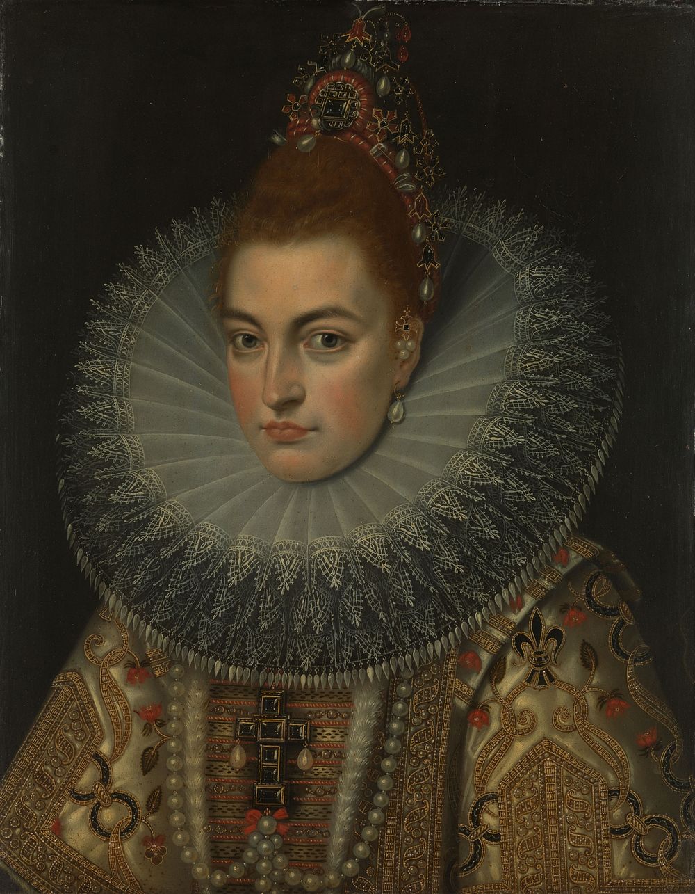 Portrait of Archduchess Isabella Clara Eugenia (1566-1633), Infanta of Spain (c. 1600) by Frans Pourbus II and anonymous