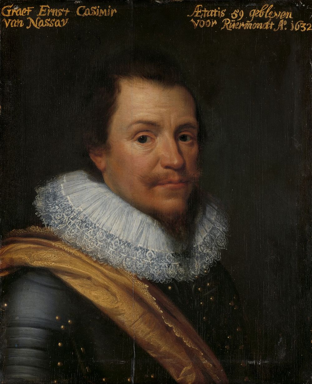 Portrait of Ernst Casimir (1573-1632), Count of Nassau-Dietz (c. 1623 - c. 1633) by Michiel Jansz van Mierevelt and Jan…