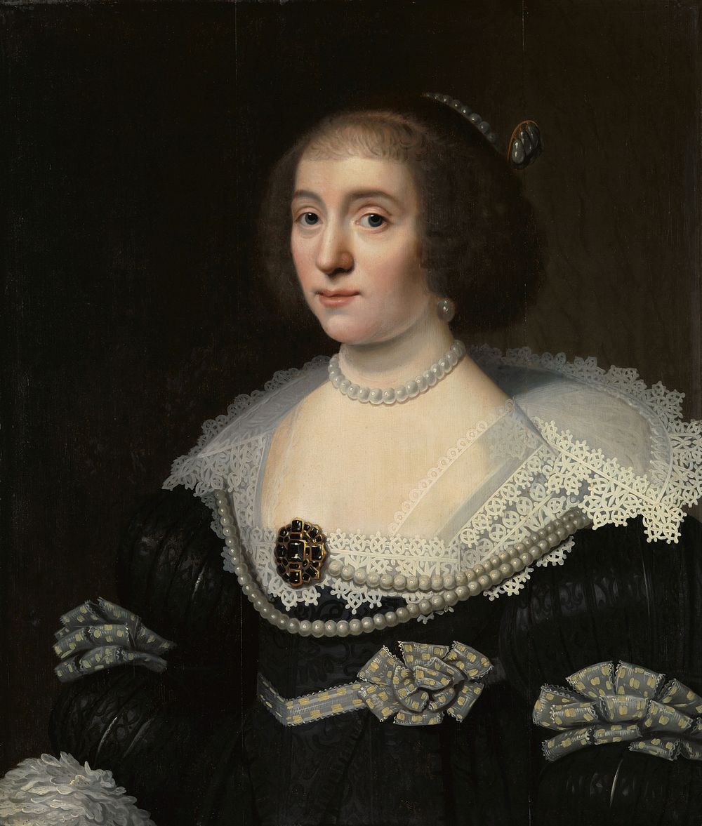 Portrait of Amalia van Solms (1602-75) (in or after c. 1632) by Michiel Jansz van Mierevelt and Wybrand de Geest
