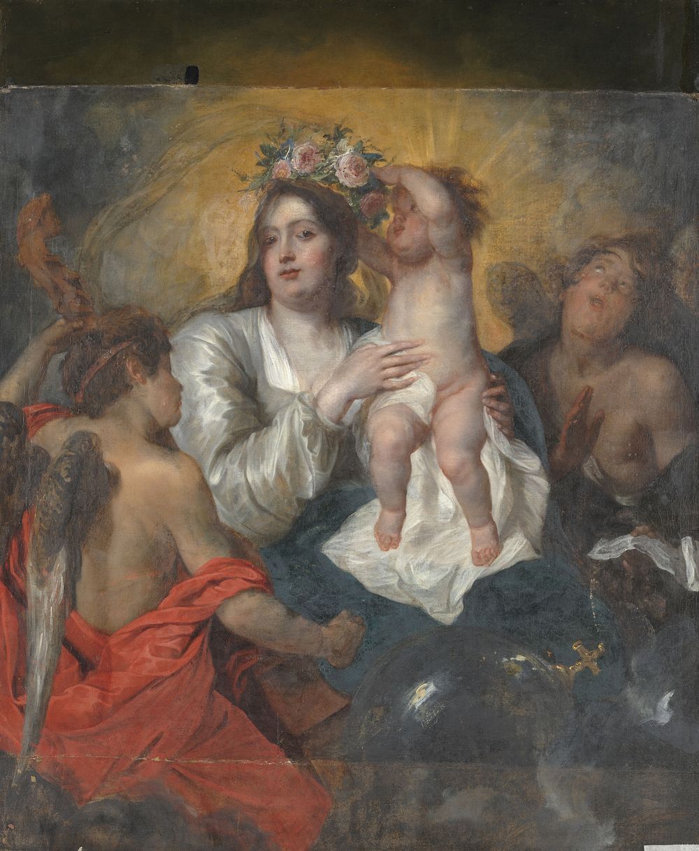 The Virgin Crowned by the Infant Christ (in or after c. 1646) by Thomas Willeboirts Bosschaert and José Antolínez