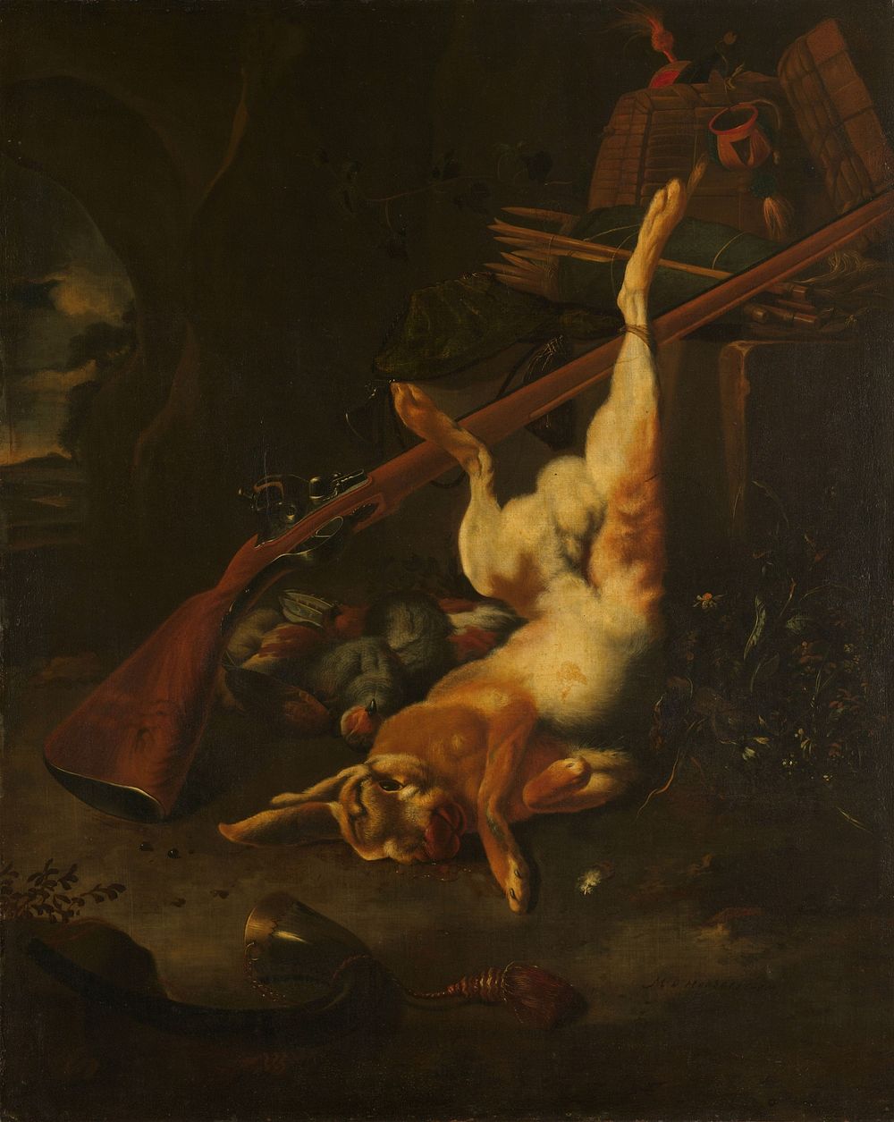 A Hunter's Bag, with Dead Hare (1660 - 1695) by Melchior d Hondecoeter