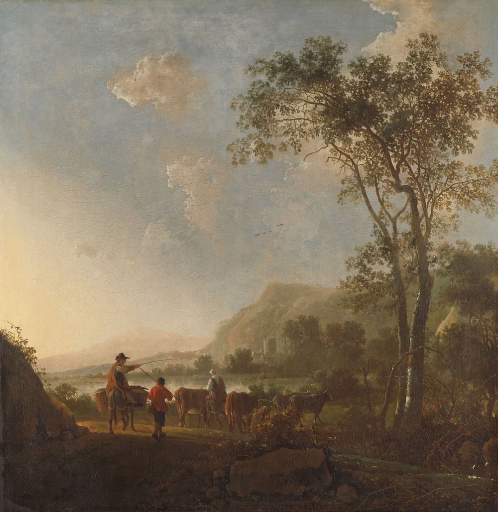 Landscape with Herdsmen and Cattle (c. 1660 - c. 1795) by Aelbert Cuyp