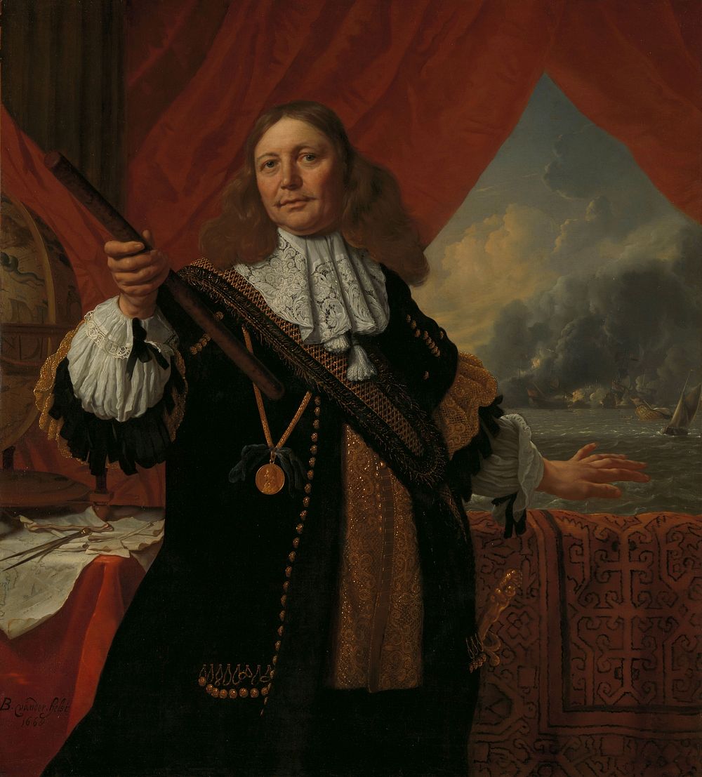 Johan de Liefde (ca. 1619-73), Vice-Admiral (1668) by Bartholomeus van der Helst and Ludolf Bakhuysen