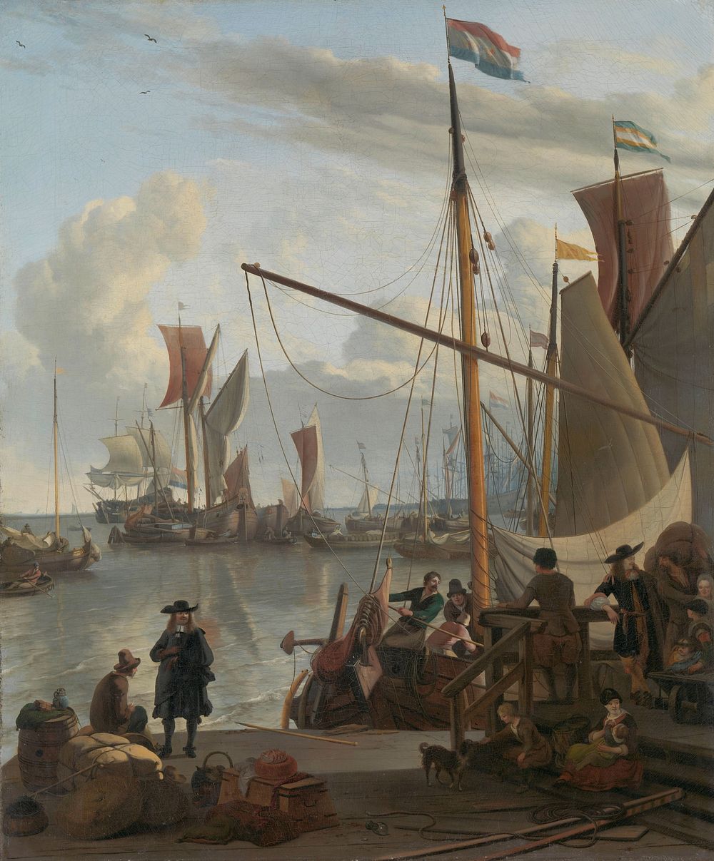 The Y at Amsterdam, seen from the Mosselsteiger (mussel pier) (1673) by Ludolf Bakhuysen