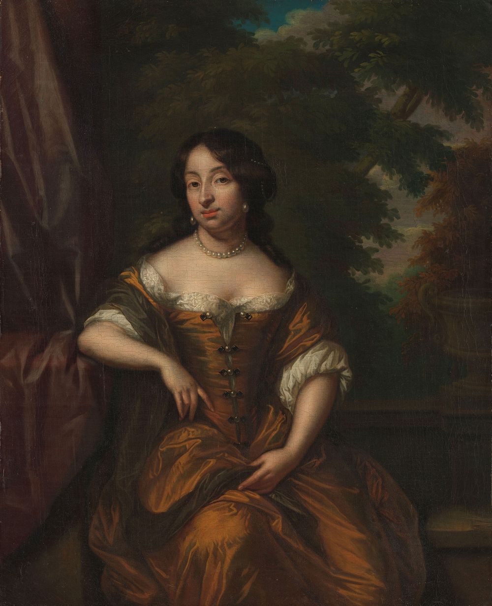 Portrait of Anna Maria Hoeufft 91646-1715), wife of Jan Boudaen Courten (1690 - 1753) by Caspar Netscher and Philip van Dijk