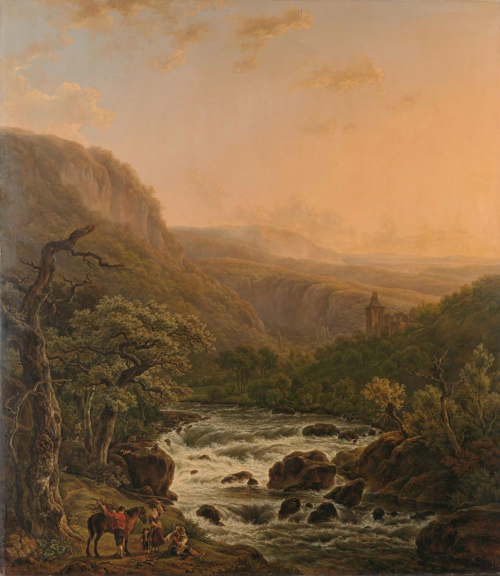 River in the Ardennes at Sunset (1821) by Henri van Assche