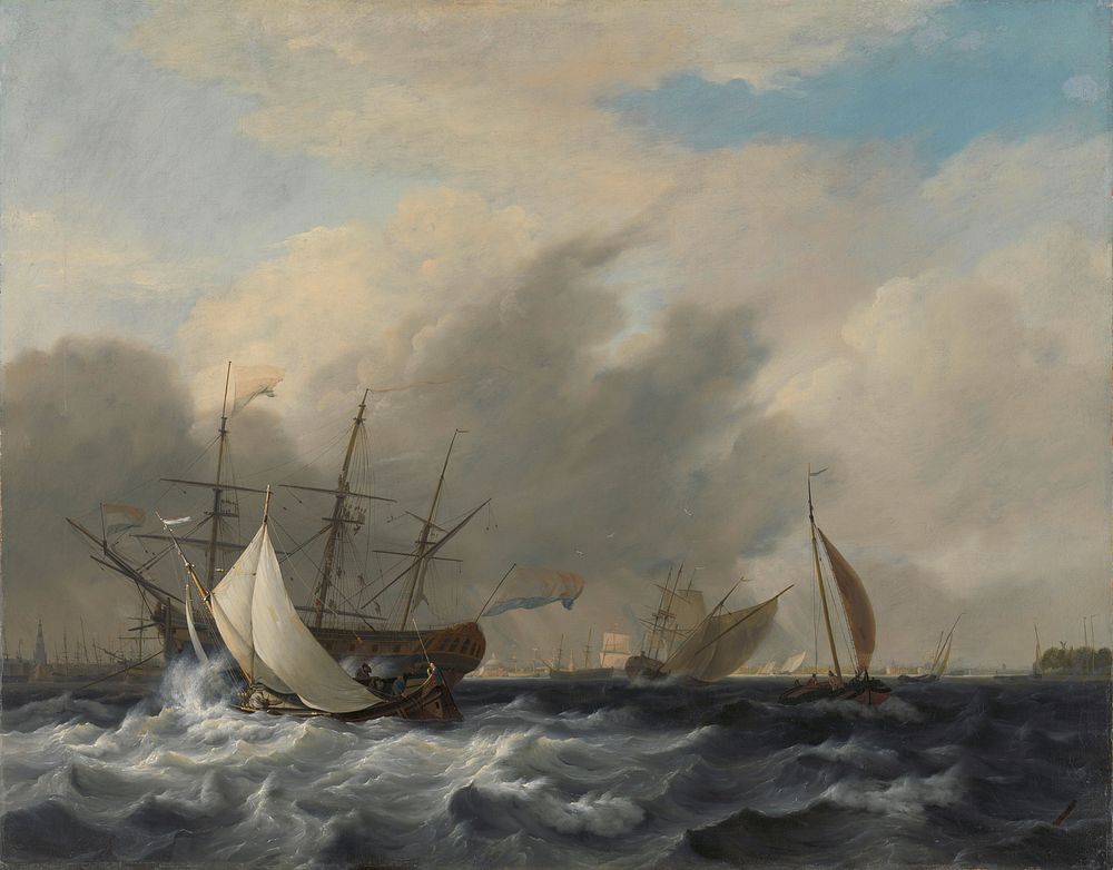 The Navy's Man-of-War 'Amsterdam'off the Westerlaag on Y at Amsterdam (1807) by Nicolaas Baur