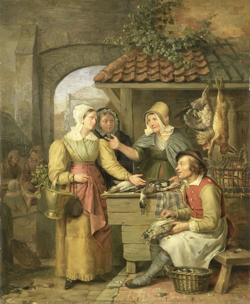 The Poultry Stall (c. 1830) by Willem Jodocus Mattheus Engelberts