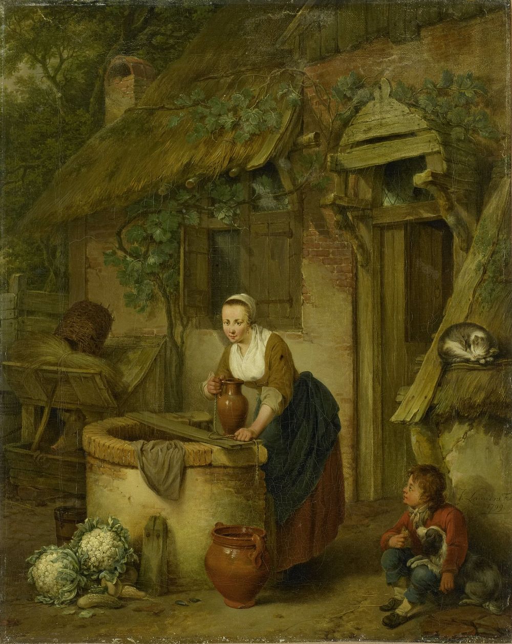 Woman Drawing Water from a Well (1799) by Jacobus Johannes Lauwers