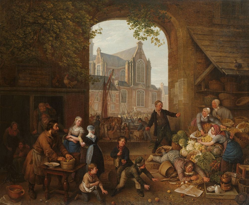 Two Drunkards at the Market near the Westerkerk in Amsterdam (1821) by Peter Paul Joseph Noël