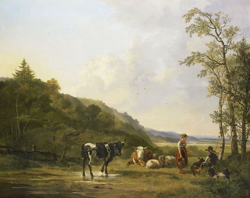 Landscape with Herdsmen and Cattle (1820) by Pieter Gerardus van Os