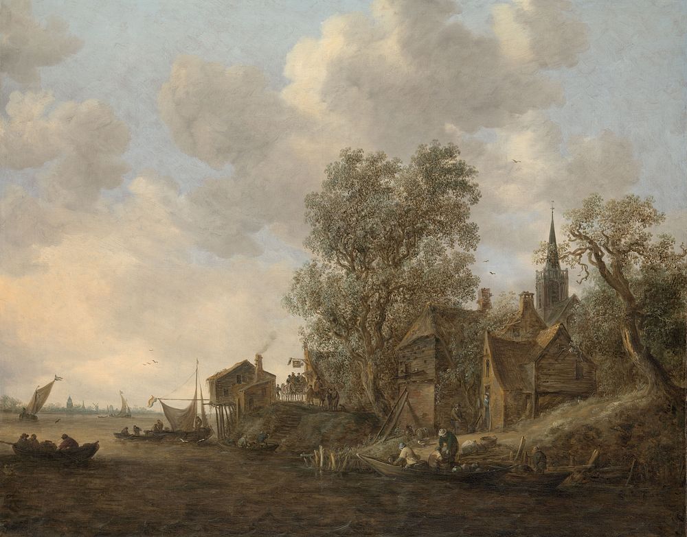 View of a Town on a River (1645) by Jan van Goyen