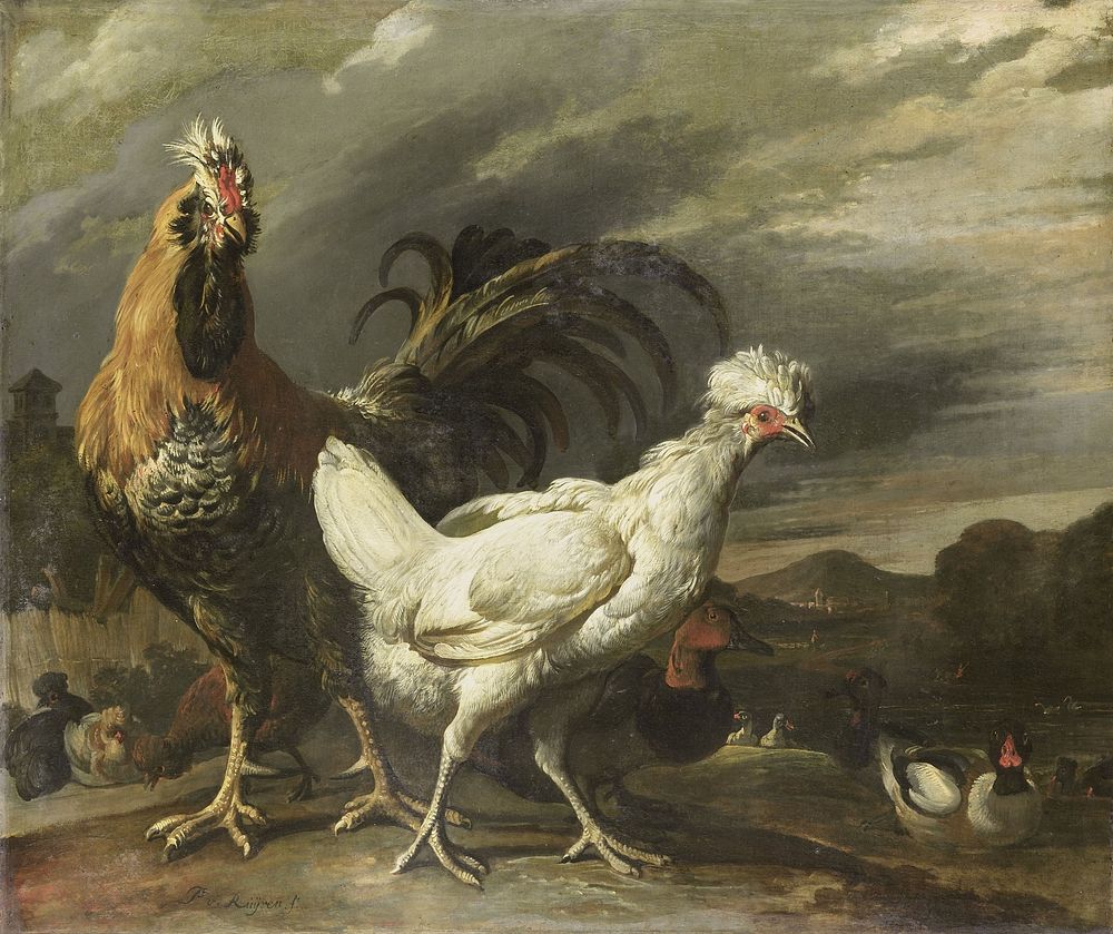Cock, a Hen and other Poultry (1670 - 1690) by Pieter Jansz van Ruyven