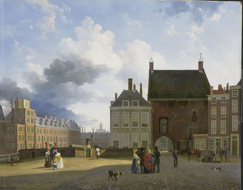 The Gevangenpoort and the Plaats, The Hague (1825 - 1860) by Pieter Daniel van der Burgh