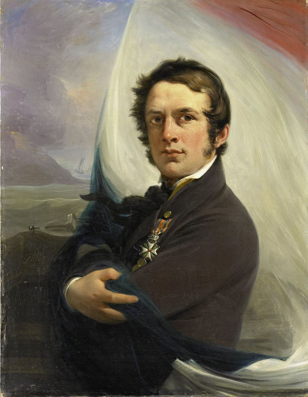 Portrait of Jacob Hobein, Rescued the Dutch Flag under Enemy Fire, 18 March 1831 (1832) by Jan Willem Pieneman