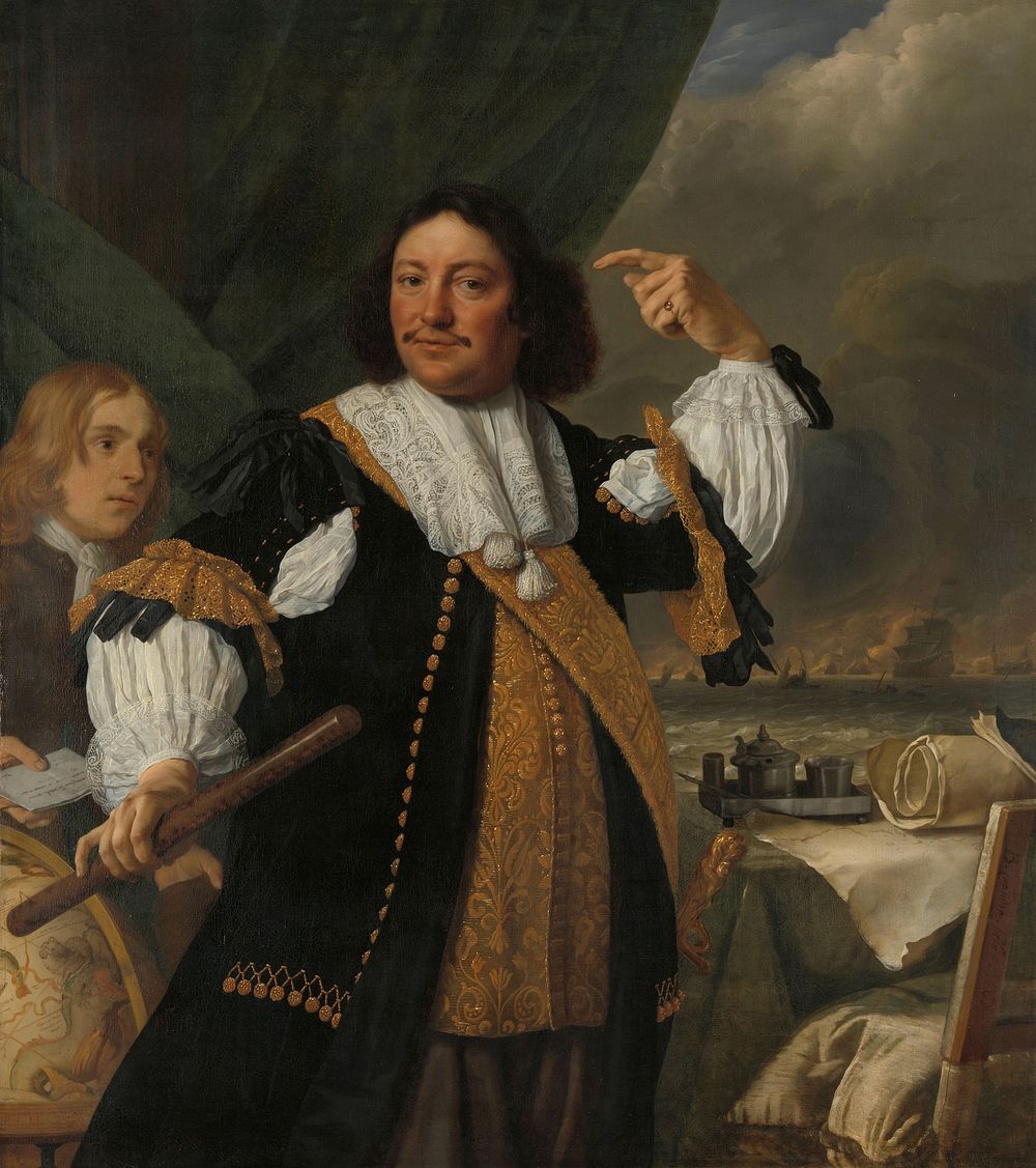 Aert van Nes (1626-1693), Vice Admiral (1668) by Bartholomeus van der Helst and Ludolf Bakhuysen