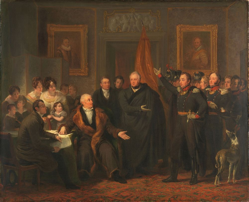 Triumvirate Assuming Power in the Name of the Prince of Orange, 21 November 1813 (c. 1828) by Jan Willem Pieneman
