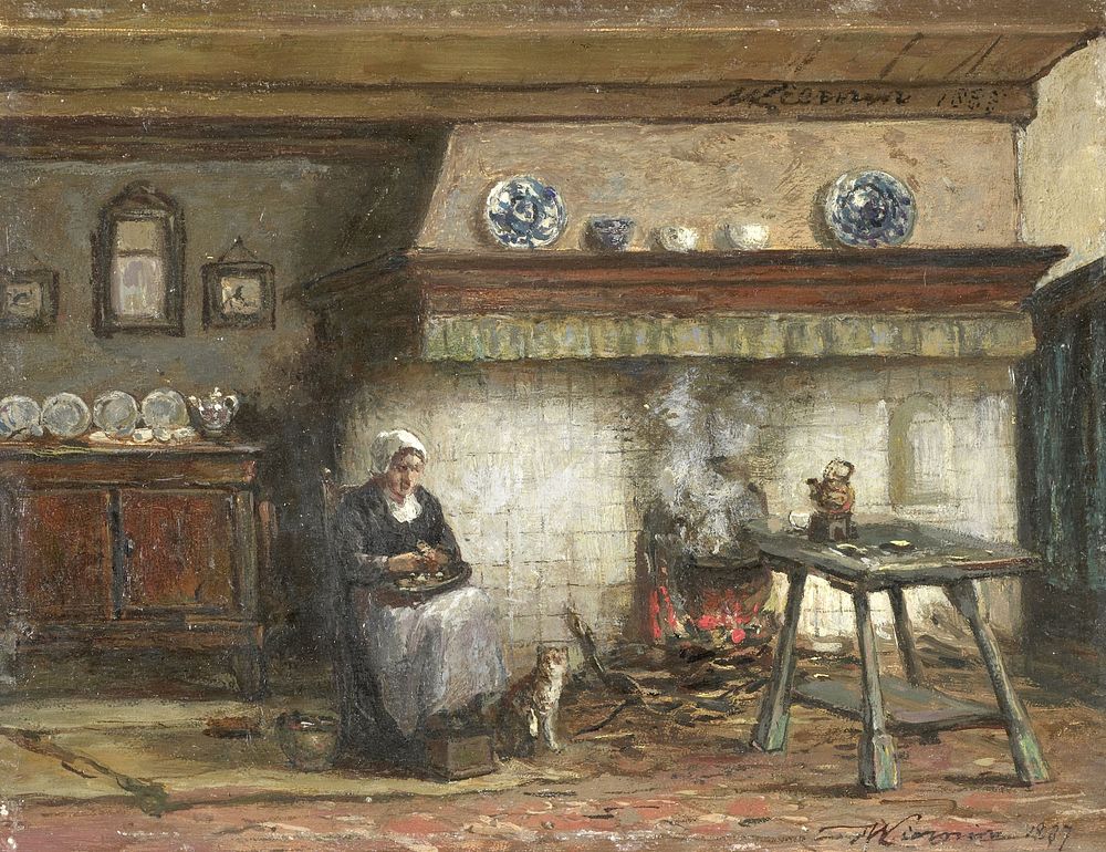 Interior of a Cottage in Scheveningen (1887) by Willem Adriaan Alexander Liernur