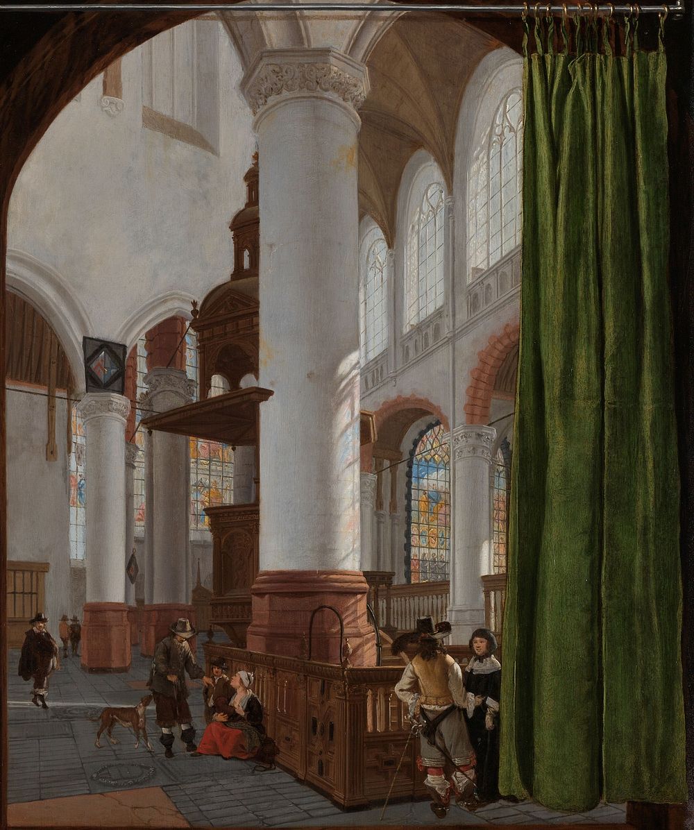 Interior of the Oude Kerk in Delft (1654) by Gerard Houckgeest