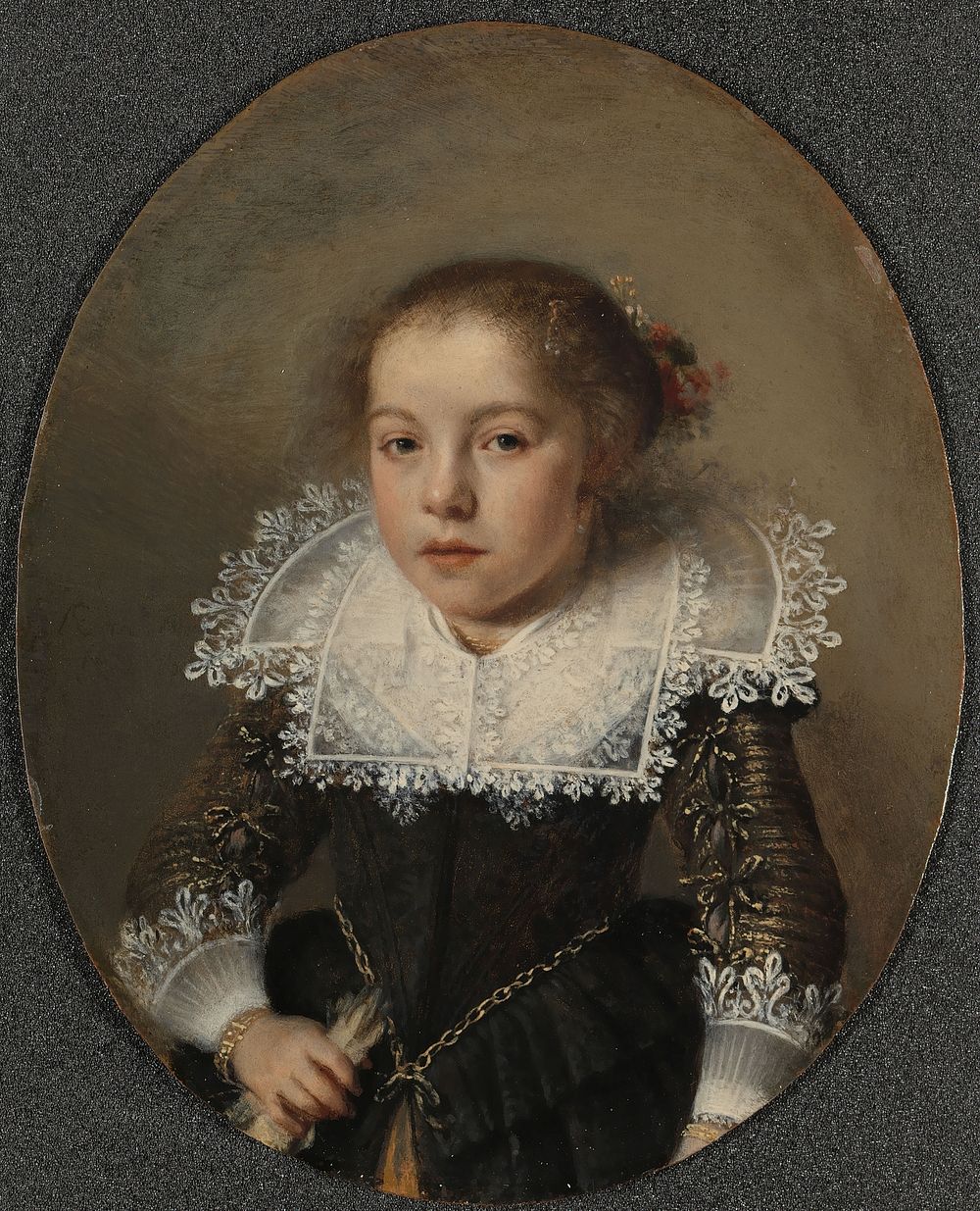 Portrait of Cornelia Cornelisdr van Esch (1632) by anonymous and Cornelis van Poelenburch
