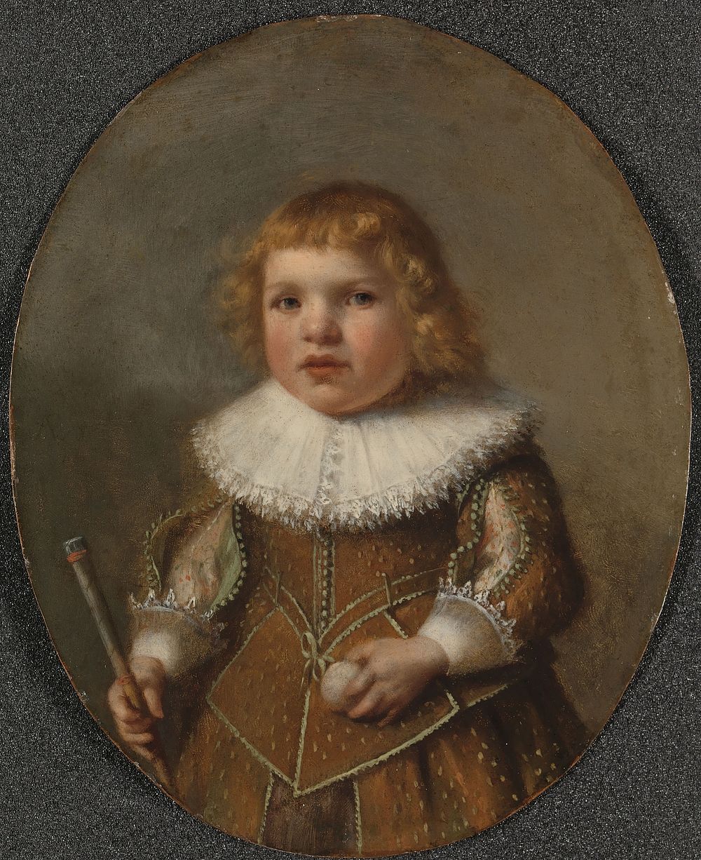 Portrait of Samuel Cornelisz van Esch (1632) by anonymous and Cornelis van Poelenburch