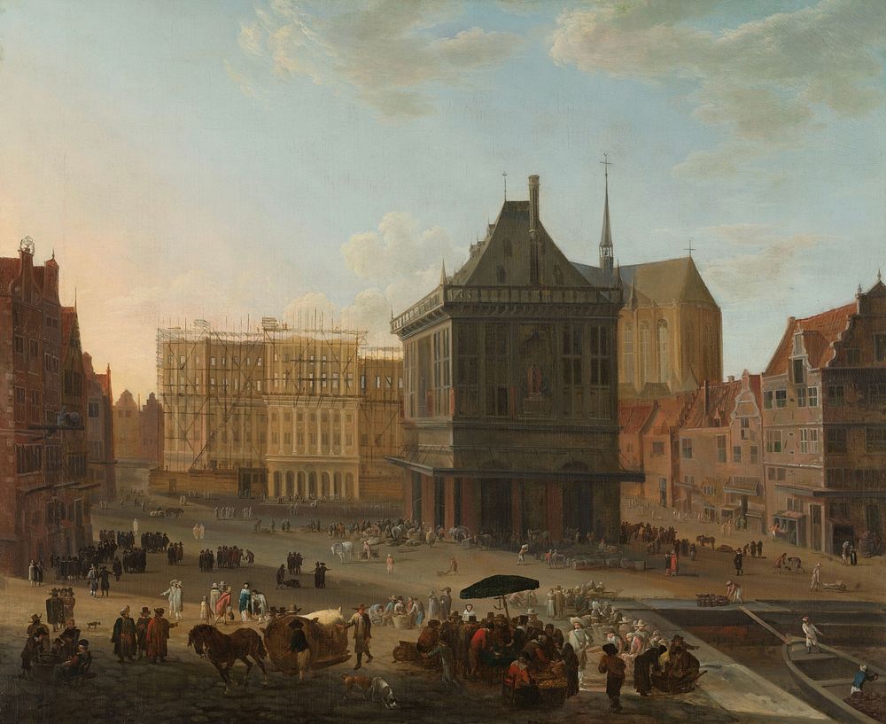 The Dam in Amsterdam with the new Town Hall under Construction (1652 - 1689) by Jacob van der Ulft