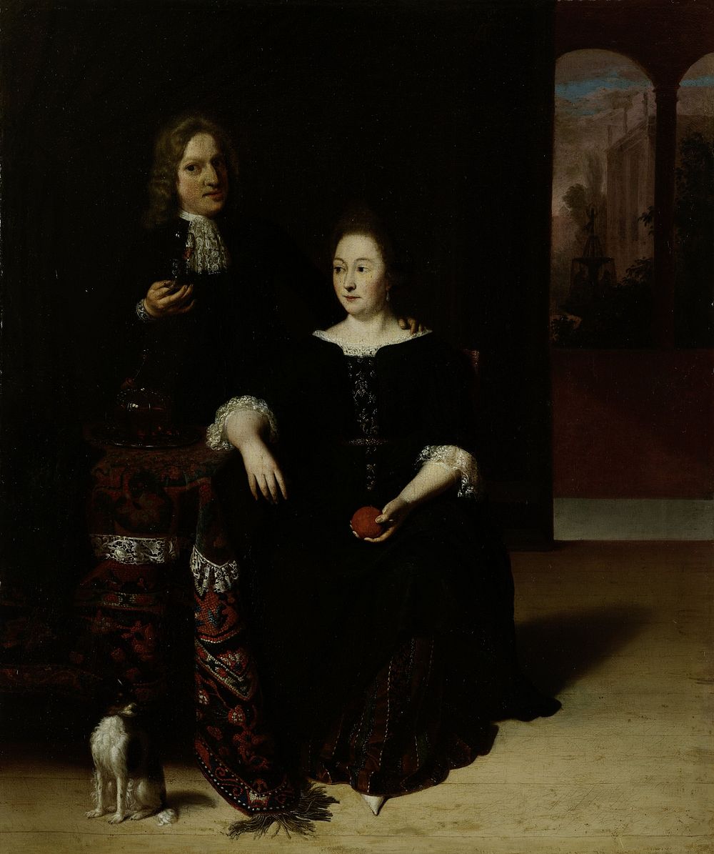 Portrait of a Woman and a Man in an Interior (1694) by Matthias Wulfraet