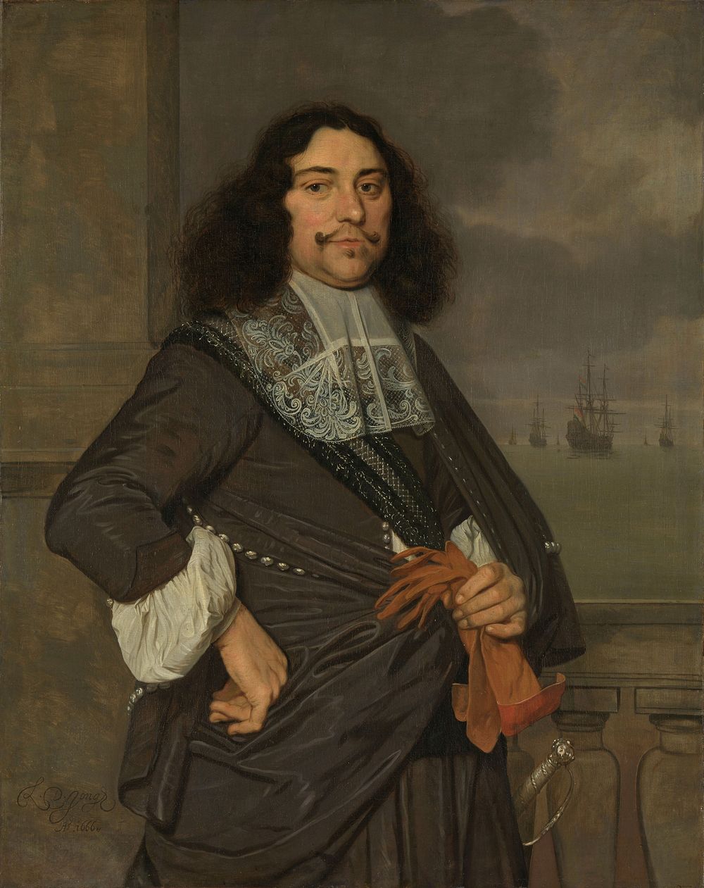 Jan van Nes (1631-80), Vice admiral of Holland and West-Friesland (1666) by Ludolf de Jongh