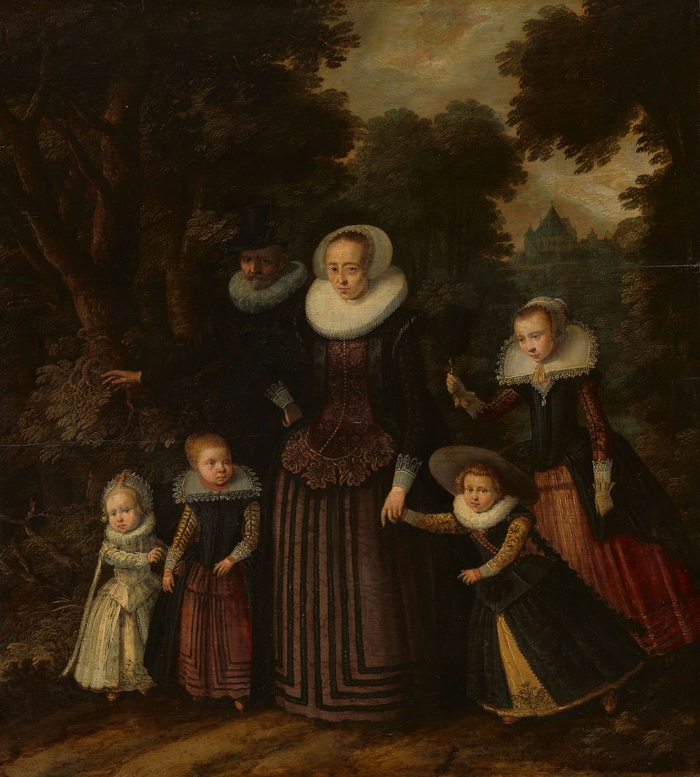 Portrait of a Couple and Four Children (c. 1620 - c. 1625) by anonymous