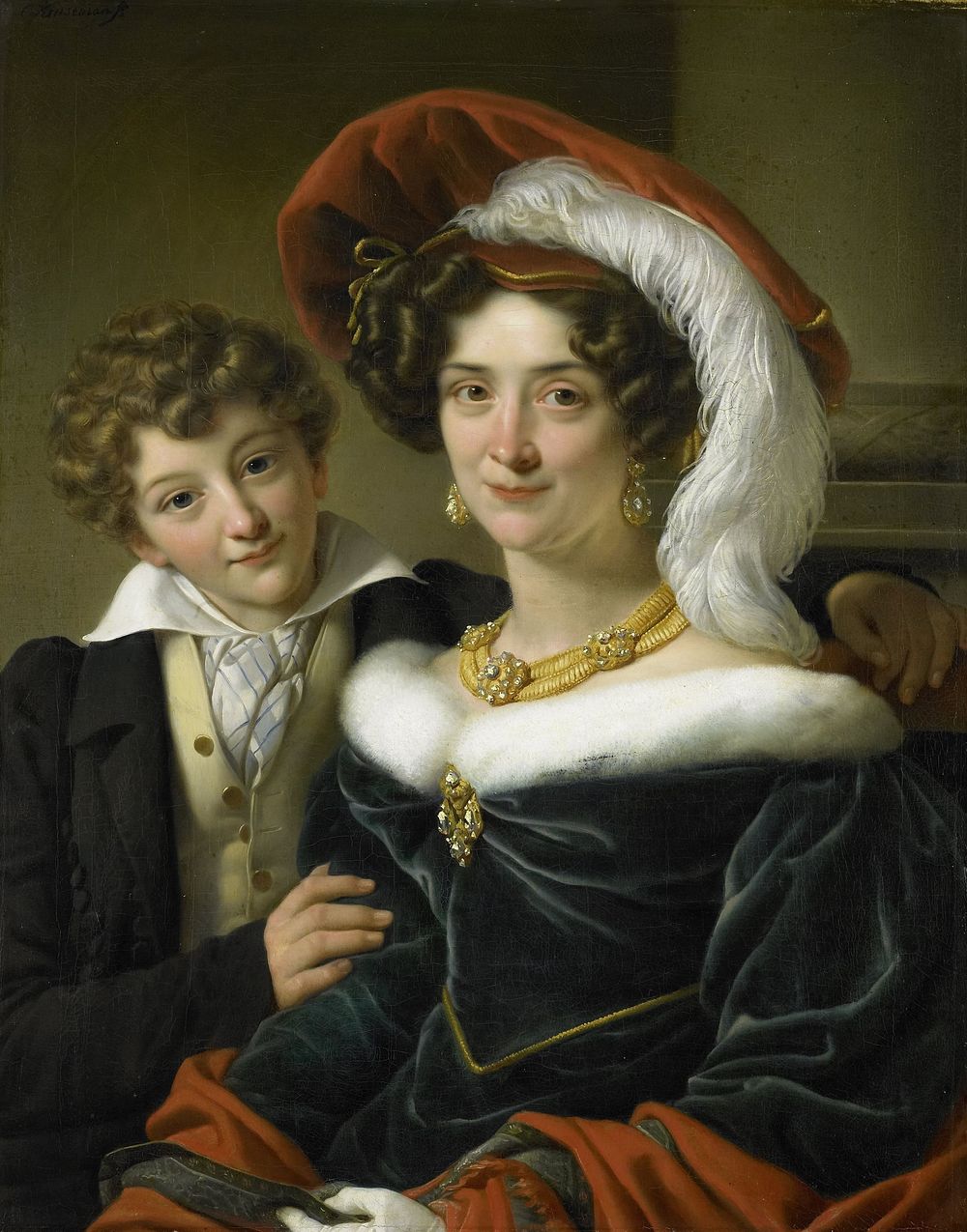 Rudolphina Wilhelmina Elizabeth de Sturler (1798-1873), second Wife of Count Johannes van den Bosch, with their Son Richard…