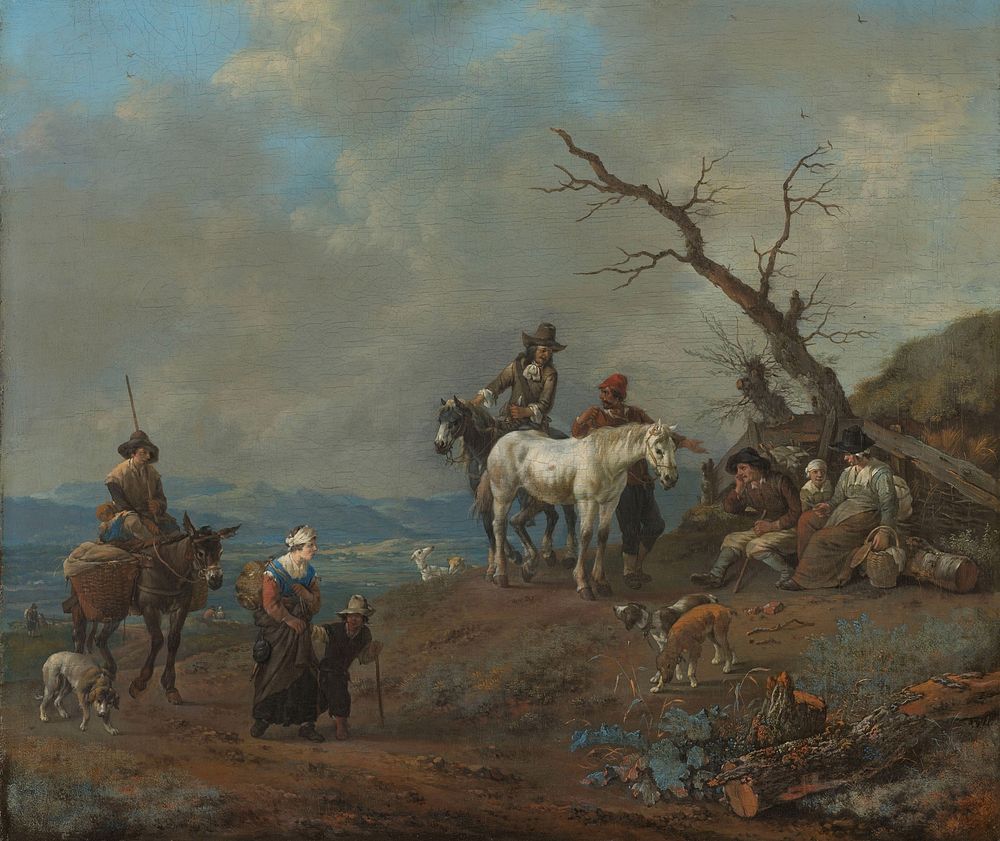 Country Road with Hunter and Peasants (1650 - 1674) by Johannes Lingelbach