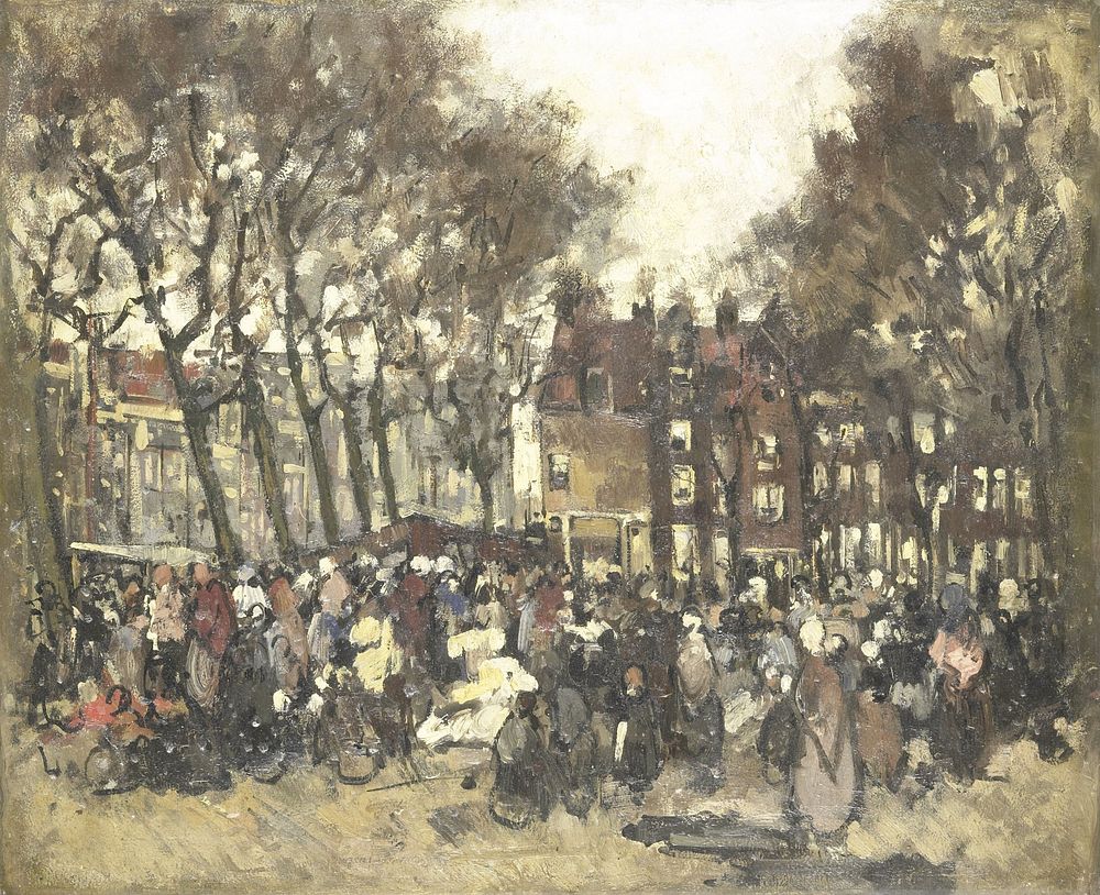 De Noordermarkt te Amsterdam (c. 1880 - c. 1906) by Joannes Barnardus Antonius Maria Westerwoudt