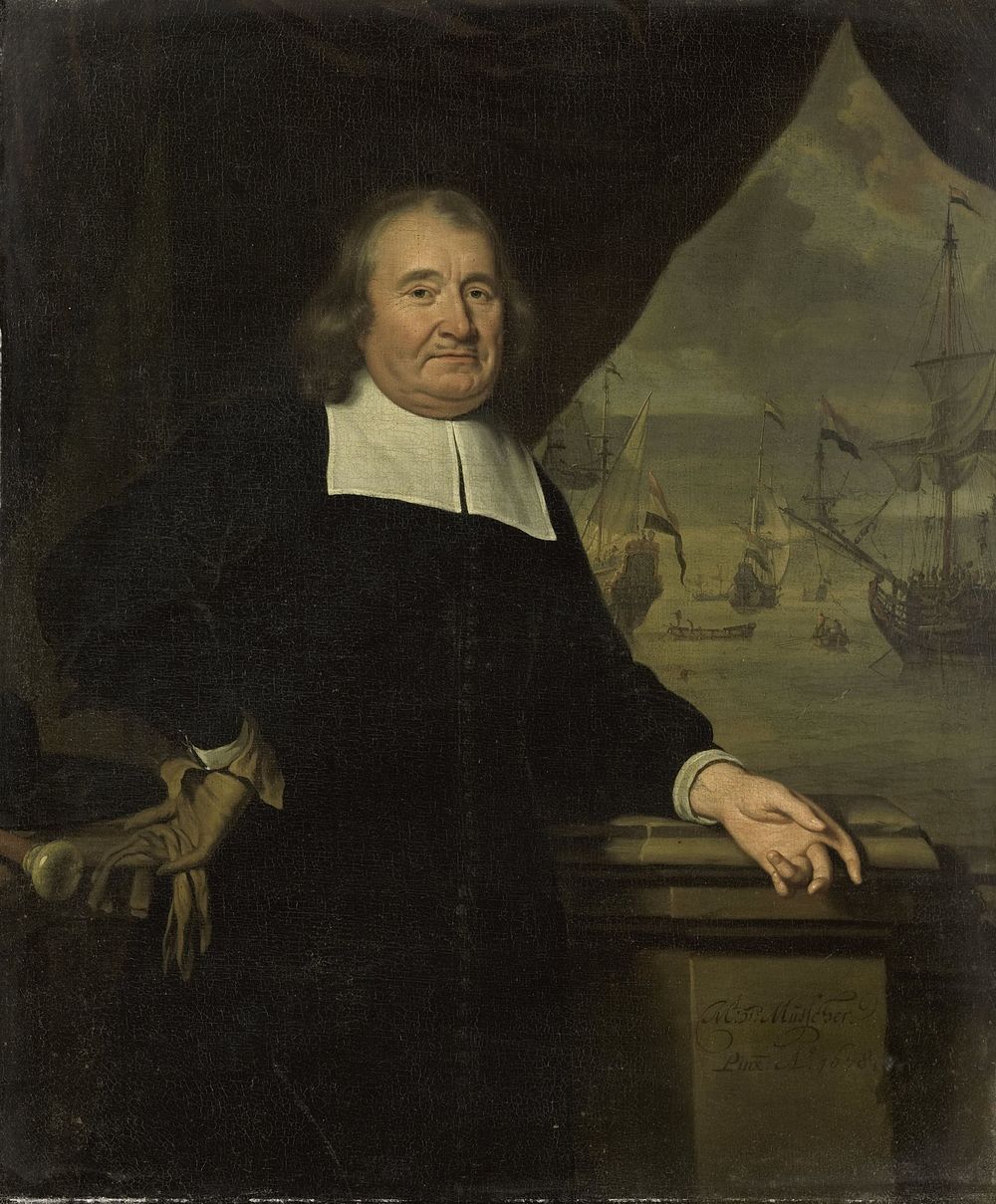 Portrait of a captain or ship-owner (1678) by Michiel van Musscher