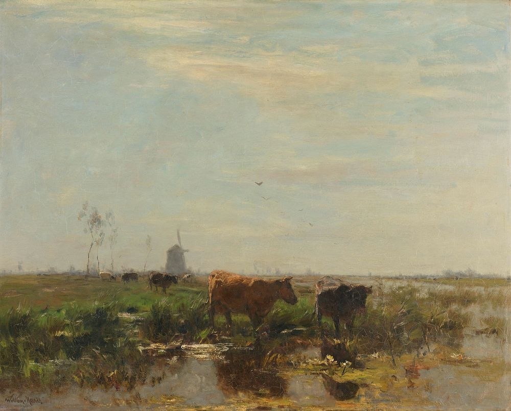 Meadow with Cows by the Water (1895 - 1904) by Willem Maris