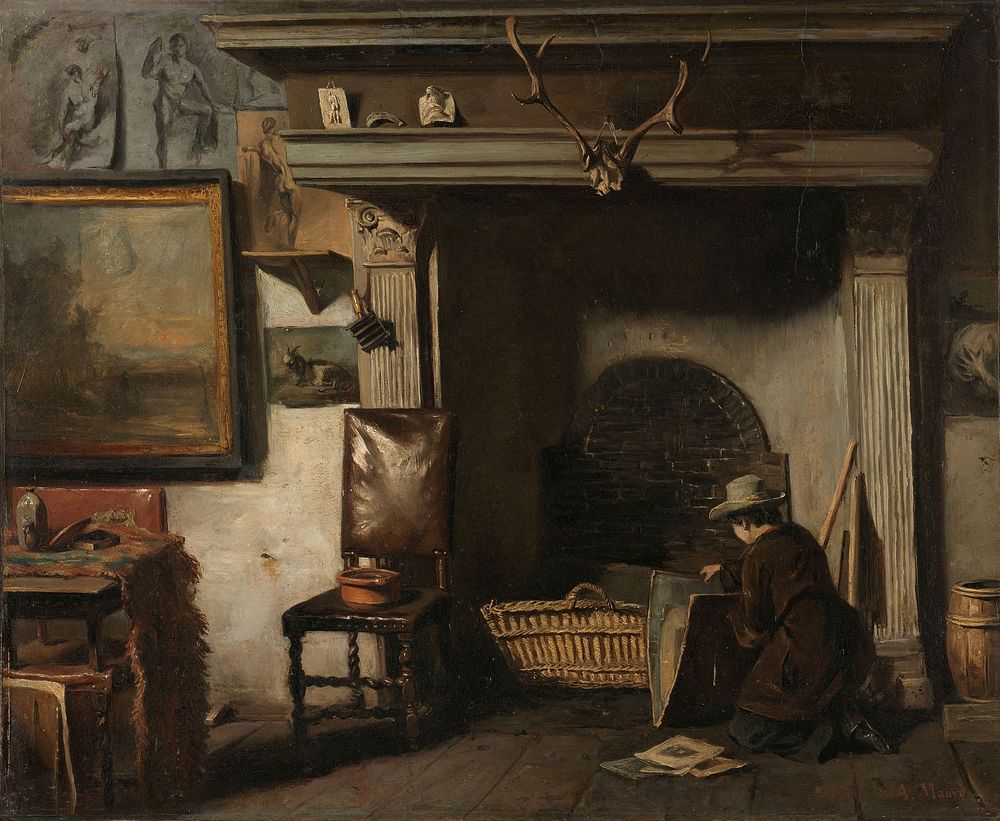 The Studio of the Haarlem Painter Pieter Frederik van Os (c. 1856 - c. 1857) by Anton Mauve