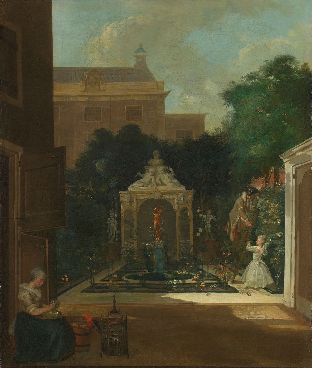 An Amsterdam Canal House Garden (c. 1740 - 1745) by Cornelis Troost