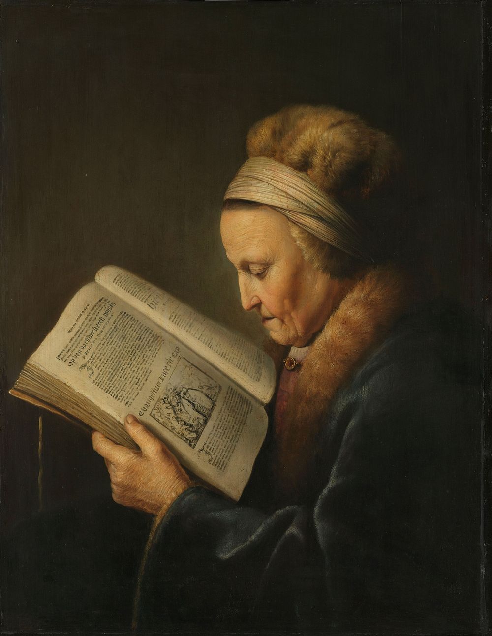 Old Woman Reading (c. 1631 - c. 1632) by Gerard Dou