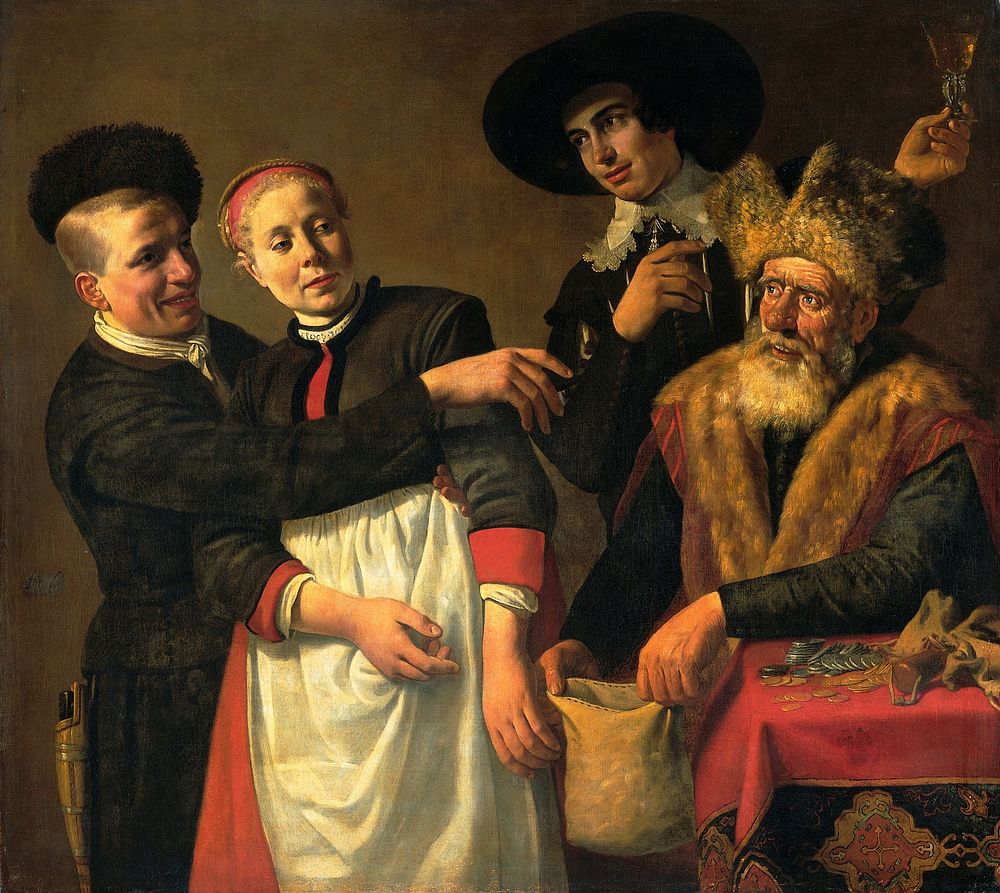 Mooy-Aal and her Suitors (c. 1630 - c. 1640) by Claes Moeyaert