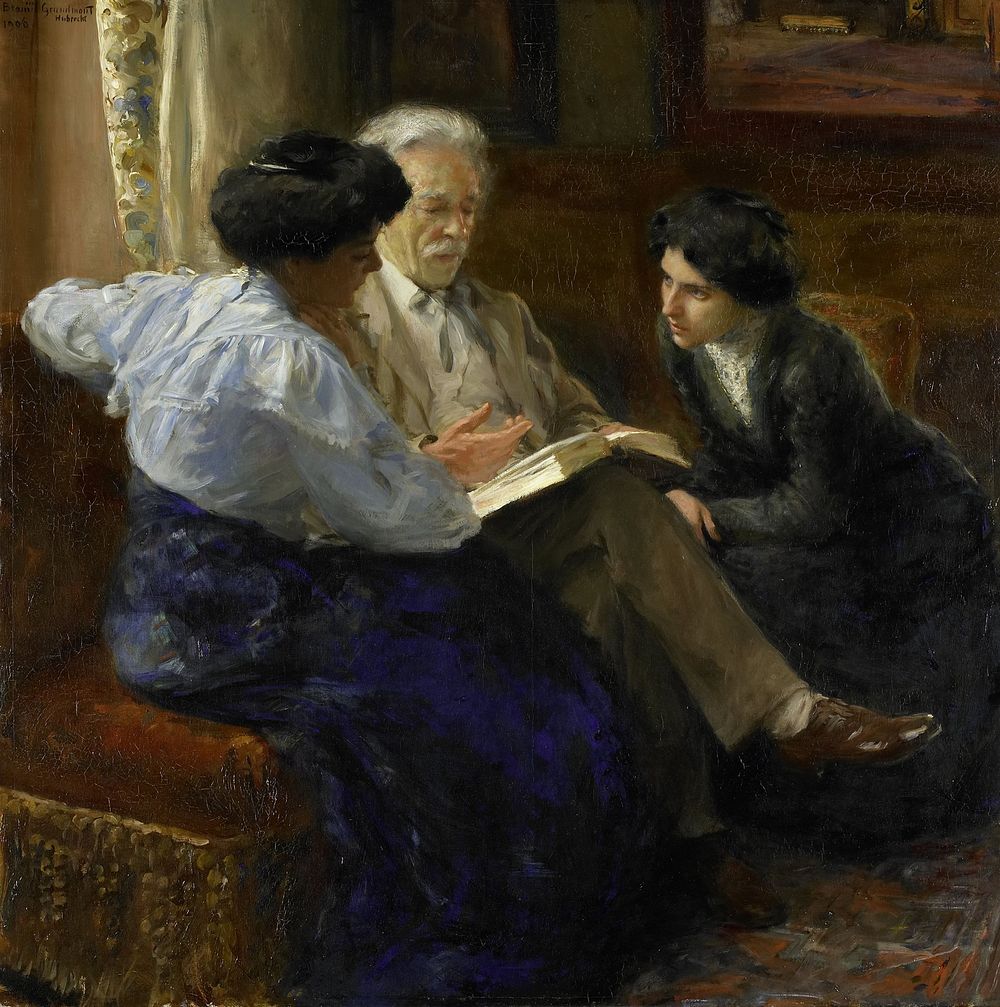 Alphons Marie Antoine Joseph Grandmont (1837-1909), the Artist's second husband, Tutoring two Italian Girls (1900 - 1909) by…
