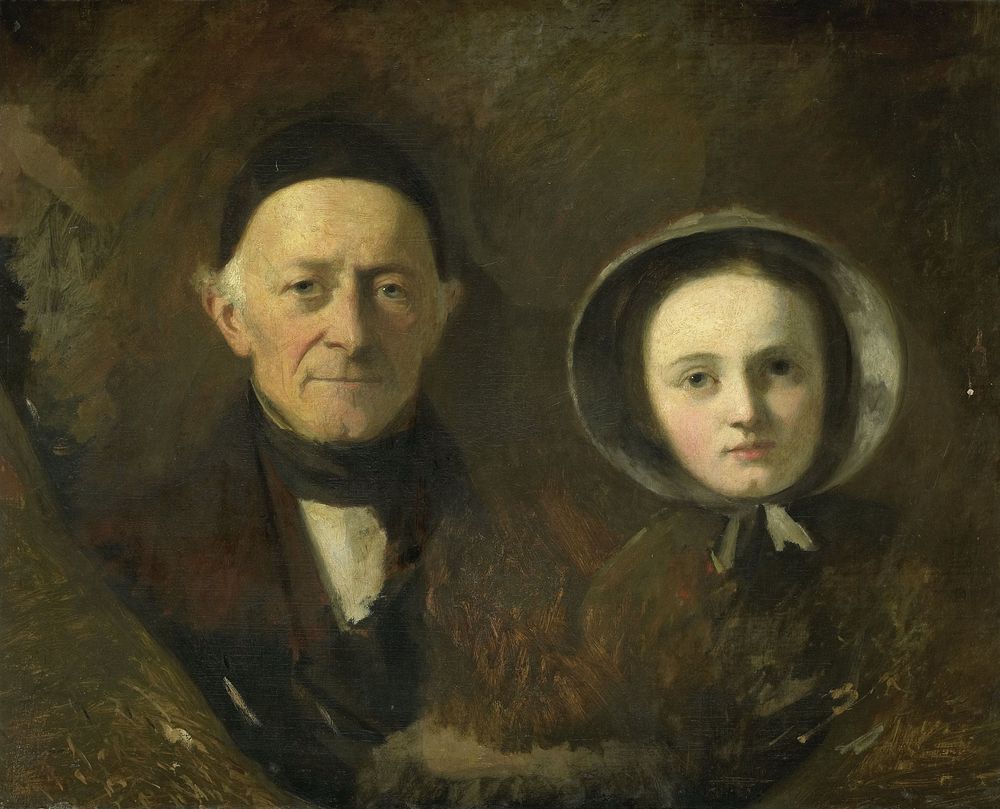 Portrait of Johann Joseph Hermann, the Artist's Father-in-Law, with his Grandchild Ida Schwartze, the Artist's oldest…