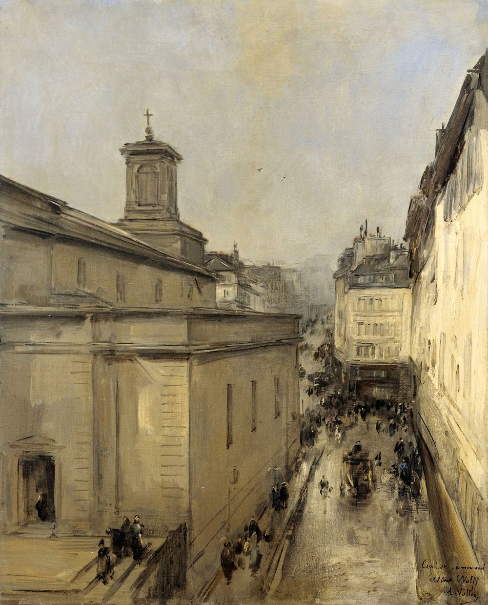 View of the Church of Notre Dame de Lorette and the Rue Fléchier, Paris (c. 1860 - c. 1900) by Antoine Vollon