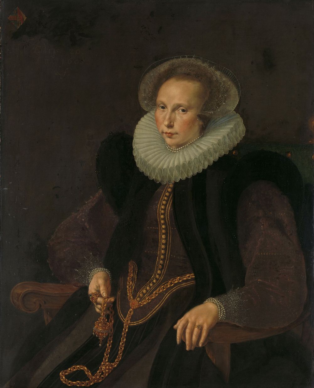 Griete Jacobsdr van Rhijn (1585-1652), Wife of Jacob Cornelisz Banjaert, called van Neck (1605) by Cornelis Ketel