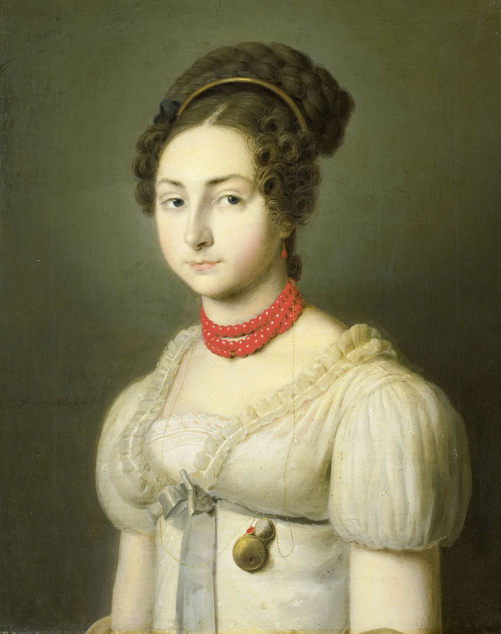 Portrait of Jacoba van Wessem, Wife of Lord Stumphius, Burgomaster of Beverwijk (c. 1820 - c. 1830) by Dirk van Oosterhoudt