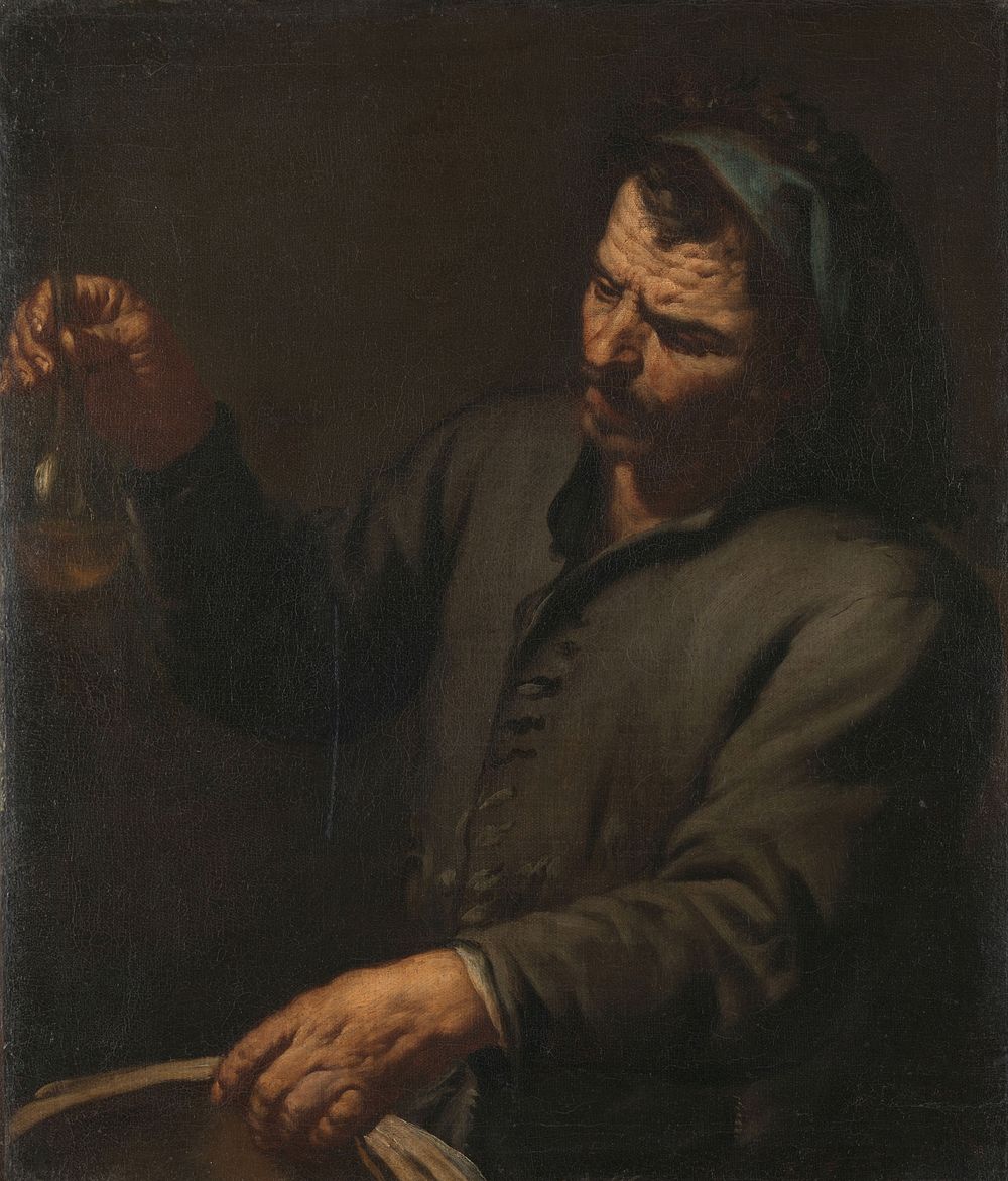 Man with Urine Bottle in his Hand (c. 1650 - c. 1674) by Antonio Zanchi and anonymous