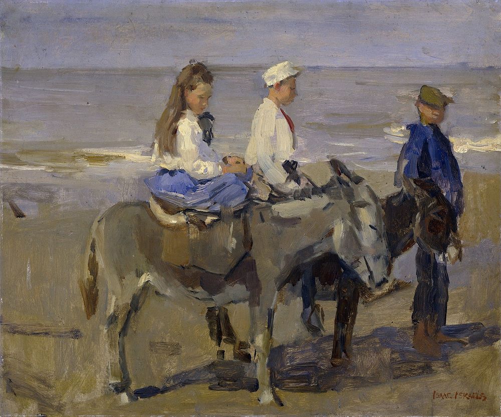 Boy and Girl on Donkeys (1896 - 1901) by Isaac Israels