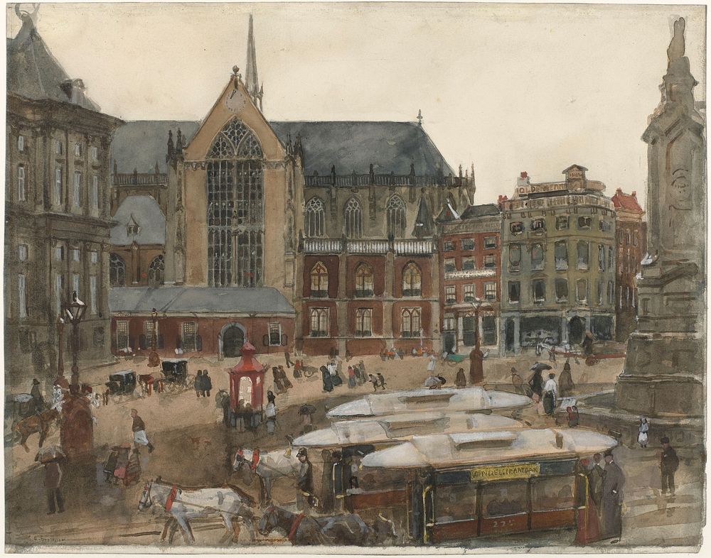 De Dam te Amsterdam (1901) by George Hendrik Breitner
